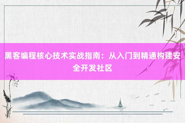 黑客编程核心技术实战指南：从入门到精通构建安全开发社区